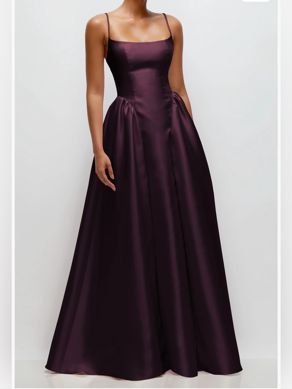 Dessy Collection Sleeveless Satin Gown in Deep Plum